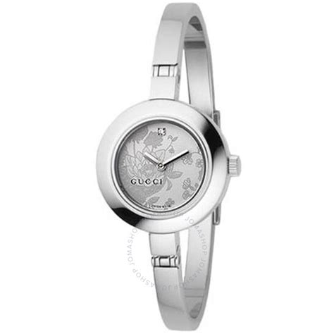 Gucci 105 Series Diamond Silver Flower Dial Ladies Watch .